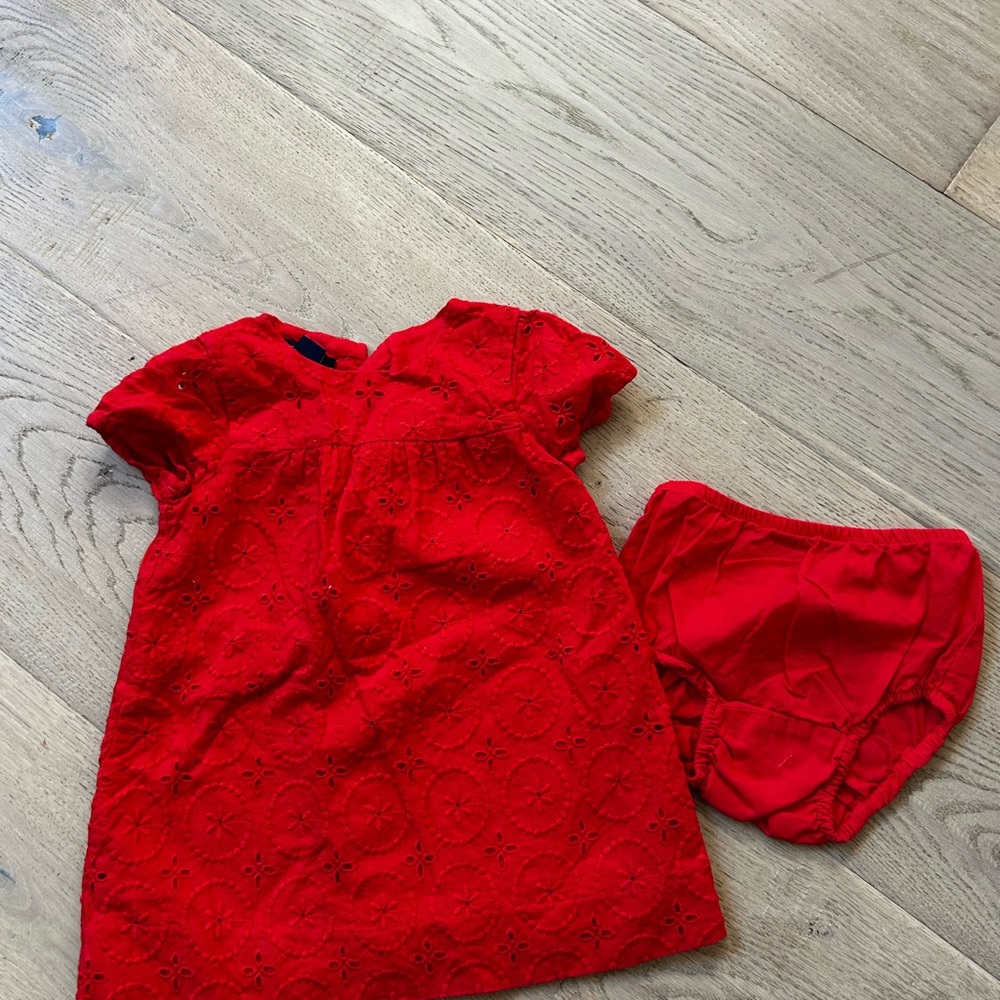 Orange Eyelet Baby Dress with Bloomers